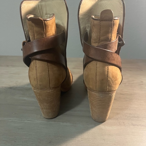 Rag & Bone Suede Caramel Heeled Ankle Boots - Picture 3 of 7